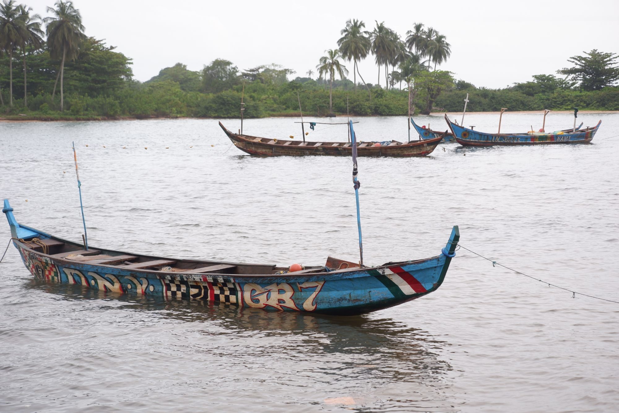 Traditional Fishing Boats on Lagoon