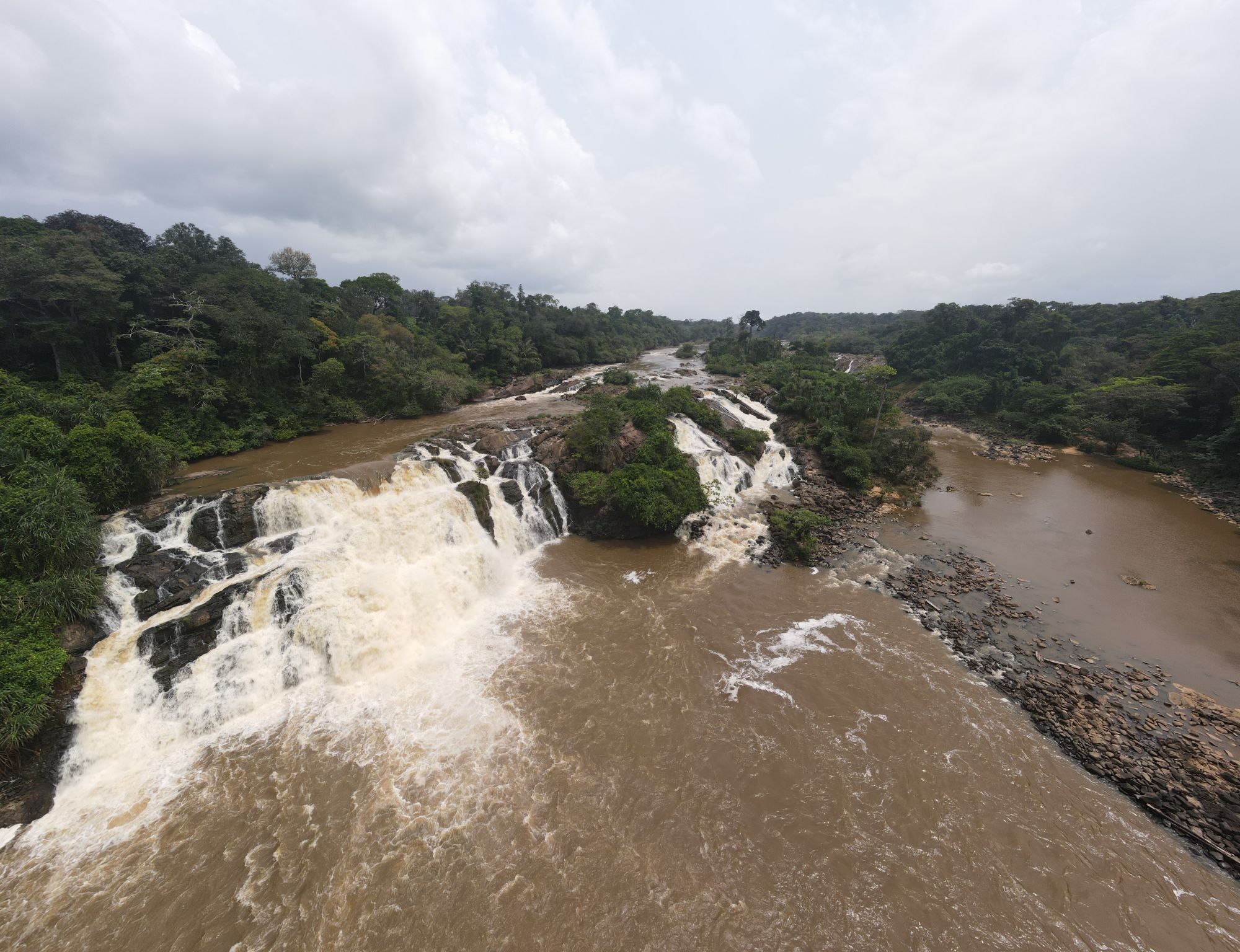 Wide Waterfall Ground View