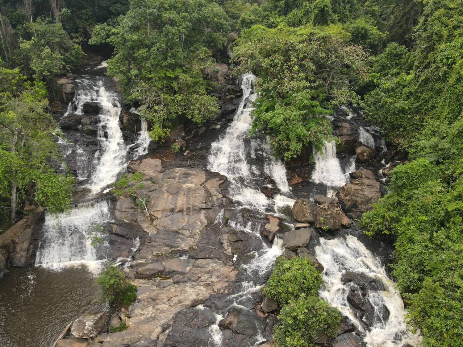 Wide Waterfall Over Rocks