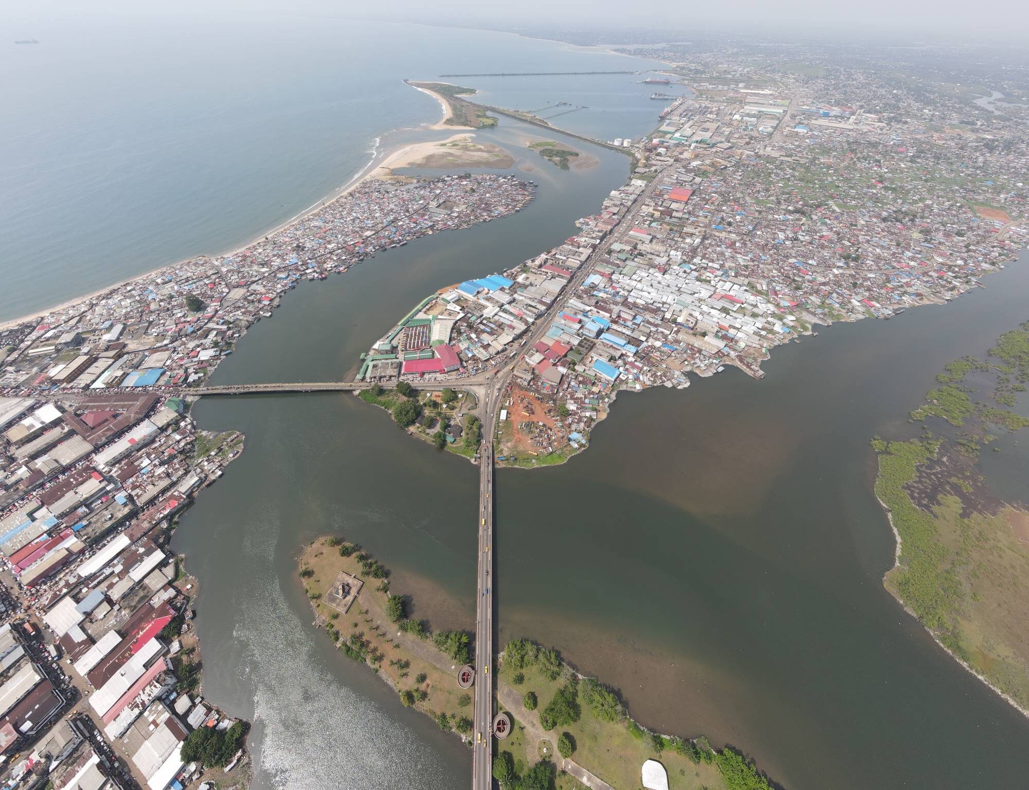 Monrovia Bridge Wide Aerial