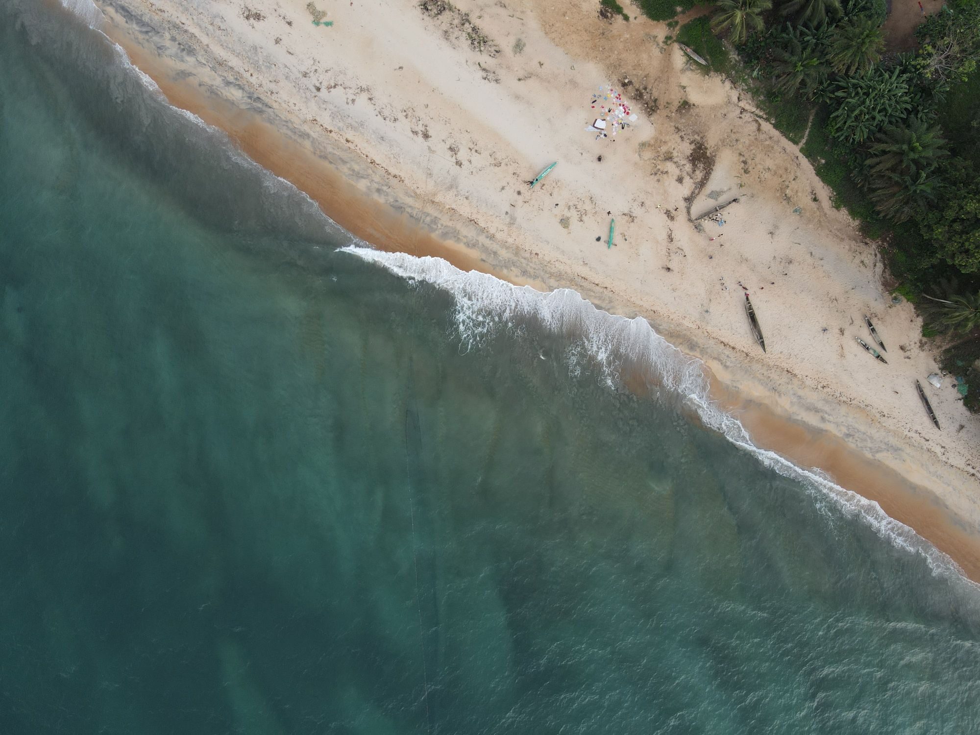 Beach and Fishing Boats Aerial